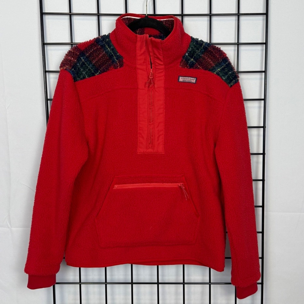 Vineyard Vines Apres Tartan Supershep Shep Shirt Womens Small Red Velvet‎ NWT